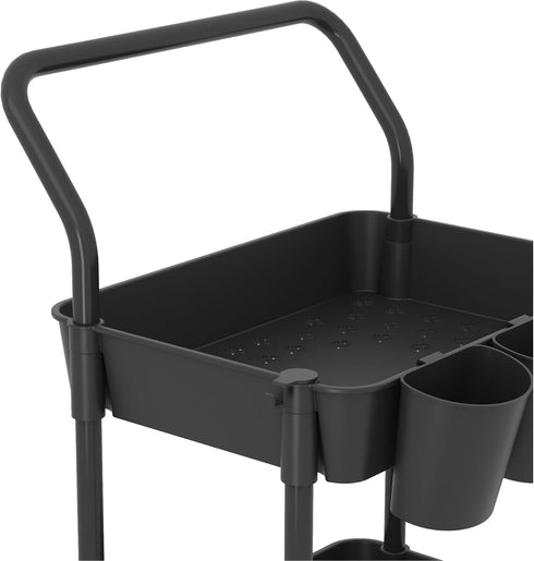 4-Tier Buzowruil Rolling Utility Cart, Storage Cart with Handle Multi-Purpose and Locking Wheels,with Hanging Basket