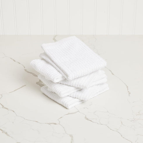 Bar Mop Cleaning Towels, Set of 6, 100% Cotton, 16” x 19”, Brilliant White, Machine Washable