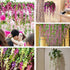 DearHouse 12 Pack Artificial Fake Wisteria Vine Hanging Garland Silk Flowers String Home Party Wedding Decor (Pink)