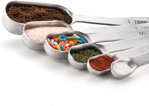 MEKBOK Heavy Duty Stainless Steel Measuring Spoons, Set of 6 for Dry or Liquid, Fits in Spice Jar