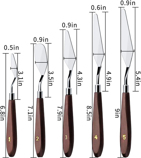Cake Cream Spatula Set - 5 Pieces Stainless Steel Frosting Baking Pastry Tool for Decorating