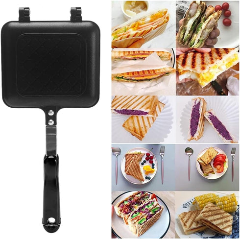 GEZICHTA Mini Waffle Maker, Grilled Sandwich Panini Maker, Nonstick Double Sided Frying Pan for Home Kitchen