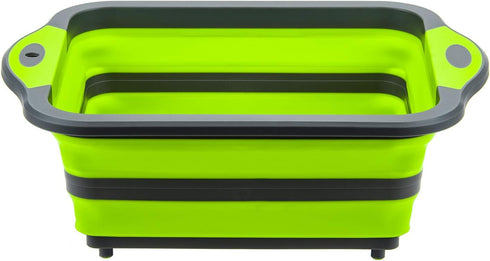 YZWDTGS Collapsible Cutting Board with Colander, Foldable Multi-function Kitchen Plastic Dish Tub, Green