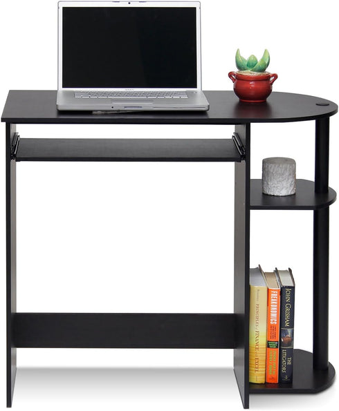 Furinno Simplistic Easy Assembly Computer Desk with Keyboard Tray, Espresso/Black Finish