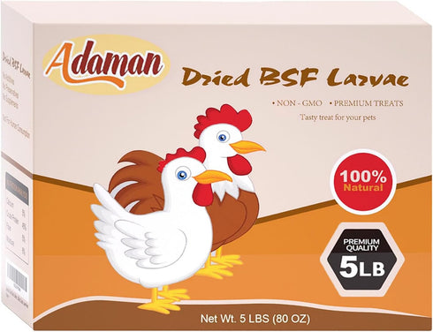 5 LBS-100% Adaman Dried Black Soldier Fly Larvae Natural BSF Larvae-More Calcium Than Dried Mealworms High-Protein