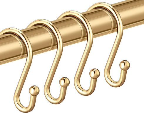 Set of 12 Gold Shower Curtain Rings Hooks - CHICTIE Decorative Metal Rust Resistant S Shaped Hooks