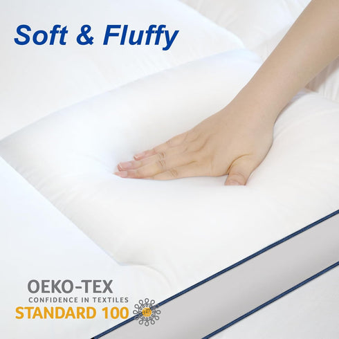 KAYFIA Queen Mattress Topper, Extra Thick Plush Pillow Top Mattress Pad Cover with 8-23 Inch Deep Pocket, White