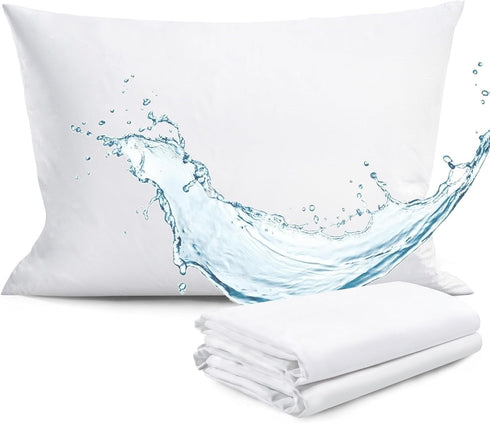 Waterproof Pillow Protectors, Zippered Pillow Covers, Soft Comfortable Sateen Cotton, King Size 4 Pack
