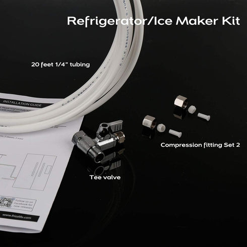 Frizzlife IMC-2 Ice Maker Fridge Water Line Installation Kit for 3/8” Braided Hose Connection