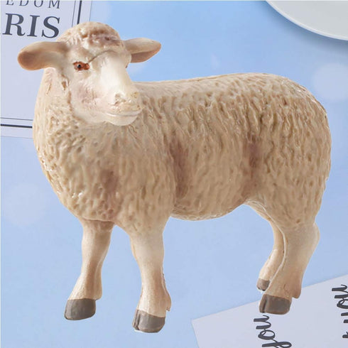 Kisangel Realistic Merino Sheep Figure, Small Lamb Farm Animals Model, Plastic Barn Figurines for Collection Desk