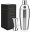Professional Stainless Steel Cocktail Shaker Set 24oz with Double Measuring Jigger, Built-In Strainer, Bartender Kit.