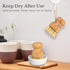 2P Bamboo Dish Brush, Eco Friendly Sisal Scrubber Brush with Ceramics Holder-Wooden Brush for Pot,Dish and Vegetables
