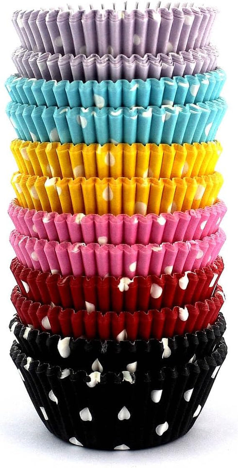 Eoonfirst Rainbow Mini Polka Dots Cupcake Liners 300 Pcs, No Smell, Food Grade & Grease-Proof Baking Cups Paper