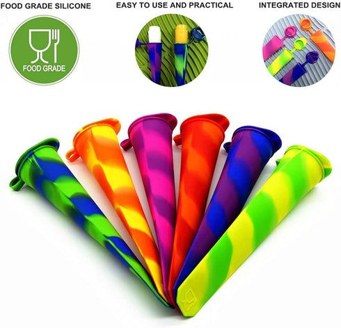 Popsicle Molds, 6 Pieces Silicone Ice Pop Molds, Drip Free Maker for Kids, BPA Free Freezer Tubes with Lids