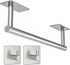 Paper Towel Holder Under Cabinet, SUS304 Stainless Steel, Self Adhesive or Wall Mounted (2 Towel Hooks, Silver)