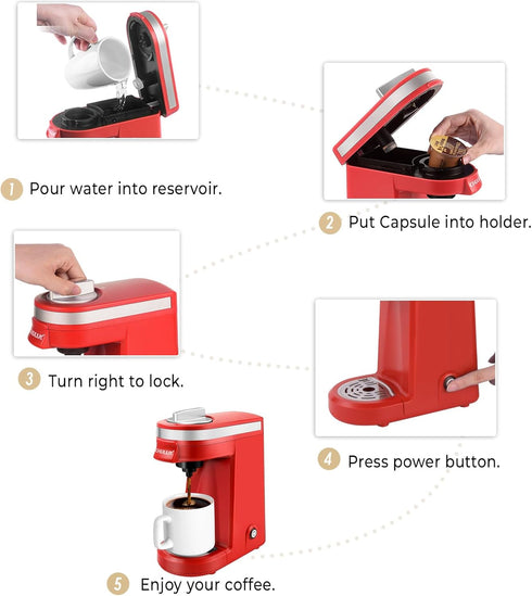 CHULUX Mini Coffee Maker for K Capsule, Single Serve Coffee Maker for One Cup Americano, Lightweight Pod Coffee