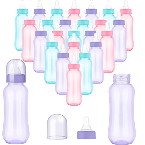 Norme Baby Shower Bottles, 9.5 oz Plastic Baby Bottles for Shower Game Party Favors, Bulk for Decorations (24 Pcs)