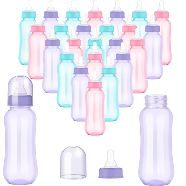 Norme Baby Shower Bottles, 9.5 oz Plastic Baby Bottles for Shower Game Party Favors, Bulk for Decorations (24 Pcs)