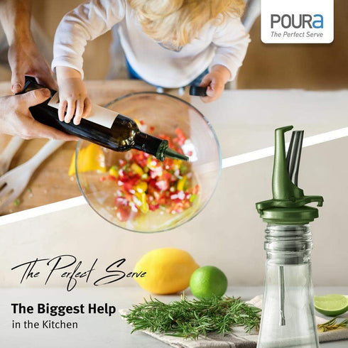 2Pack BPAFree Olive Oil Bottle Spouts, Leakproof Olive Oil Dispenser Spout with Hygienic OneHand Open/Close, Dust Cap