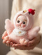 6" Hand-Painted Porcelain Face Doll with Acrylic Cotton Body, Small Ceramic Collectible