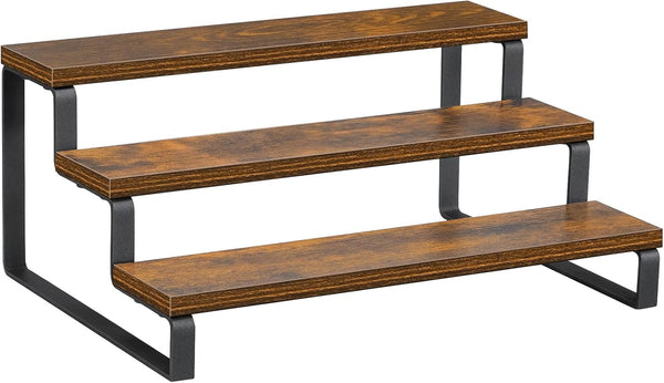 Giikin 3-Tier Spice Rack, 13.8 Inch Wood Step Shelf for Countertop Spice Storage, Kitchen Pantry Organizer with Metal