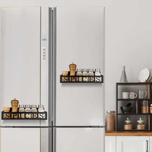 2 Pack Beeveer Spices Magnetic Spice Rack for Refrigerator Metal Magnet Basket Shelf for Fridge Seasoning Storage