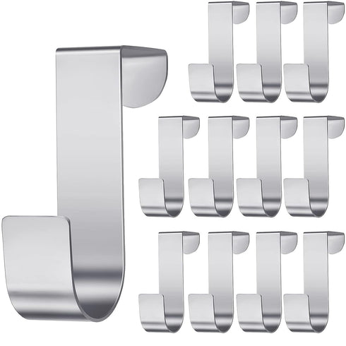 Hotop 12 Pcs Over The Cabinet Drawer Door Hooks - 1.12 Inch Sturdy Metal Z Shaped Hanger Peg for Bathroom Clothes Towel