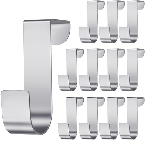 Hotop 12 Pcs Over The Cabinet Drawer Door Hooks - 1.12 Inch Sturdy Metal Z Shaped Hanger Peg for Bathroom Clothes Towel