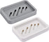 2PCS Draining Soap Dishes, Dishwashing Sponge Holder with Water Tray, Easy to Clean Soap Cases (Gray)