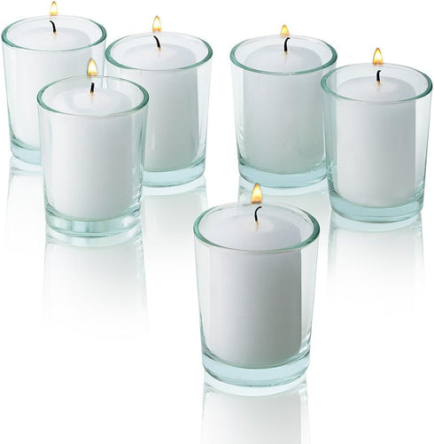 Bulk Pack of 72 White Votive Candles, Unscented Bulk Candles with 15 Hour Burn Time for Weddings and Parties