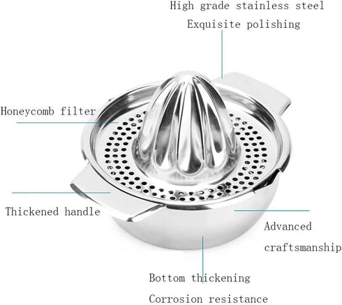 Stainless Steel Lemon Squeezer Juicer with Bowl Container for Oranges Lemons Fruit Home Made Juice