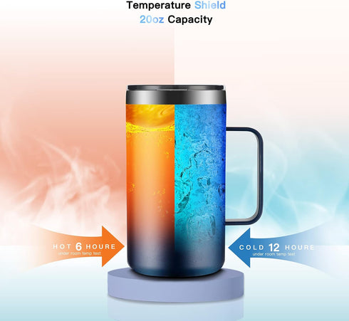 20oz KXIAOCHEN Insulated Coffee Mug with Lid, Stainless Steel Coffee Cup, Double Wall Vacuum Coffee Tumbler