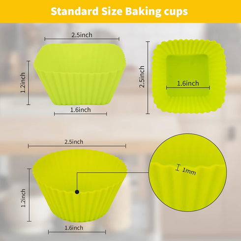 Reusable Silicone Baking Cups, 24 Pack Muffin Liners, Thicken Non-stick Molds, 4 Colors, BPA-Free