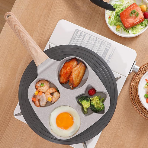 4 Cups Egg Pans, Omelette Pan Nonstick, Easy Clean Crepe Pan Egg Mold for Breakfast Sandwiches, 9*1.77*9in, XY20008
