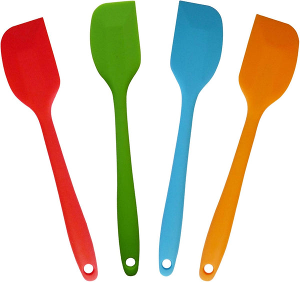 zYoung 4 Pcs Silicone Spatulas, Heat Resistant Rubber Scrapers, Seamless One Piece Design, Small Baking Mixing Tool