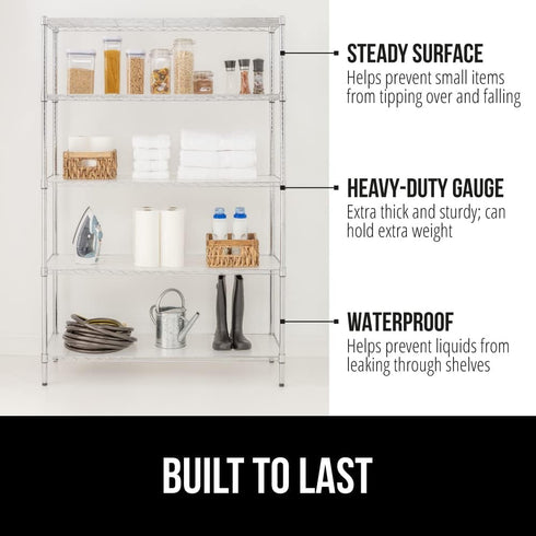 GORILLA GRIP ShelfGuard Wire Shelf Liner, Set of 3 Waterproof Liners for Organizing Metal Rack Shelves, 14x24 Clear