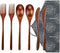 Portable Wooden Spoon Fork Knife Flatware Set with Case, Reusable Travel Utensils Set, 2 Spoons, 2 Forks, 2 Knives