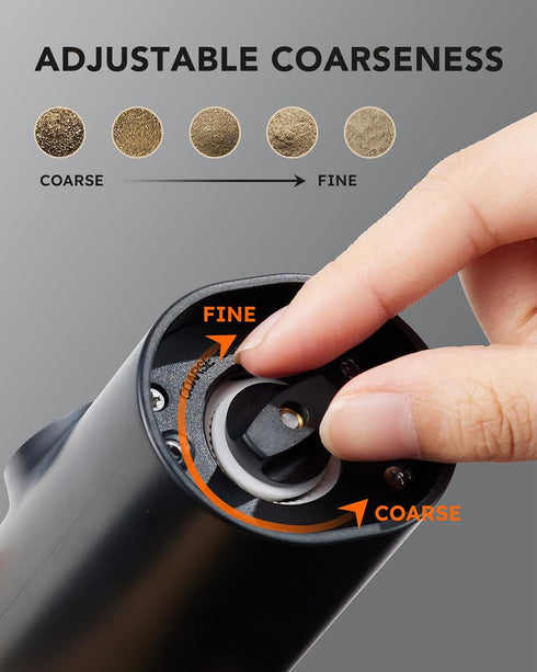 Set 2 FORLIM Rechargeable Electric Salt and Pepper Grinder with Charging Base, Automatic Pepper Mill, Adjustable