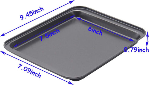 Small Nonstick Baking Sheet 9.45 x 7.09 Inch (Inner 7.5x6) - 2 Pack Mini Cookie Tray for Toaster Oven, No Warp No Rust
