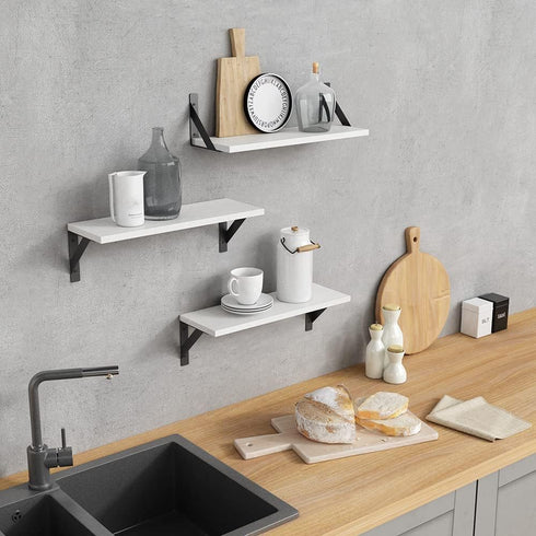Set 3, 17 6 Inches Forbena White Floating Shelves for Wall Decor of x Bathroom Shelf Over Toilet, Small Modern Mounted
