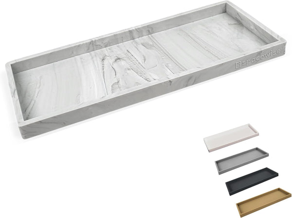 Countertop and Vanity Tray, 11.7" Shatterproof Bathroom Tray, Flexible Silicone Soap Tray for Kitchen, Toilet Tank