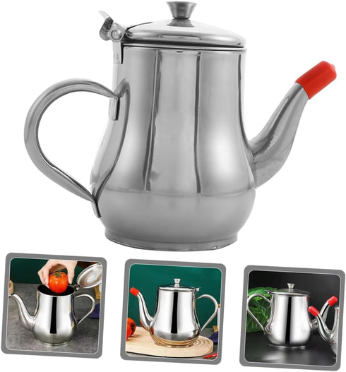 Ciieeo Large Stainless Steel Oil Pot - Cooking Grease Container with Filter Cup for Frying and Sauces