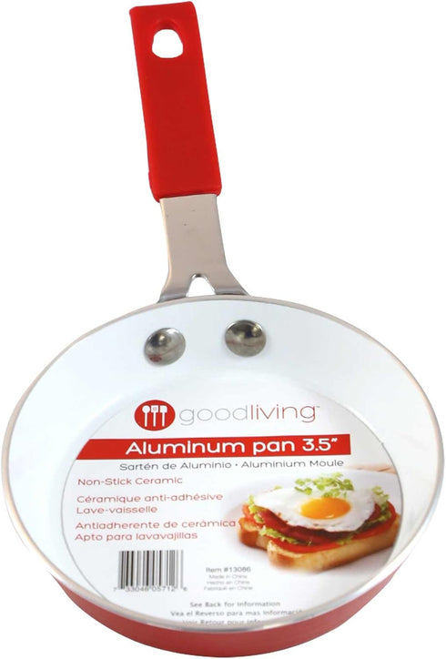 Good Living 3.5" Fast-Heating Aluminum Single-Egg Pan, 1-Pack, Colors Vary