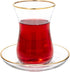 Vikko Turkish Tea Glasses & Saucers, Set, 6 Cups and 6 Plates,