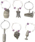 True Winery Pewter Wine Charms - Set of 6 for Stem Glasses, Wine Tasting Party