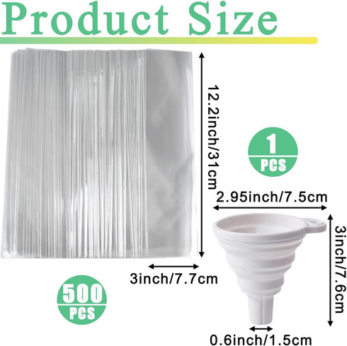 DHYLRICHER 500 (3 12 Inch) Pcs Disposable Ice Lolly Molds Plastic Freeze Pop Bags with Silicone Funnel for Homemade