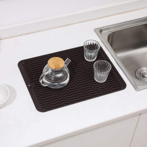 Silicone Dish Drying Mat | Eco-friendly, Heat-resistant Kitchen Counter or Sink Mat, 16 x 12 inches