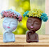 Women Face Planters, Small Plant/Flower Pots with Drainage for Indoor Outdoor Succulents, White Vase Decor (7 Inch)