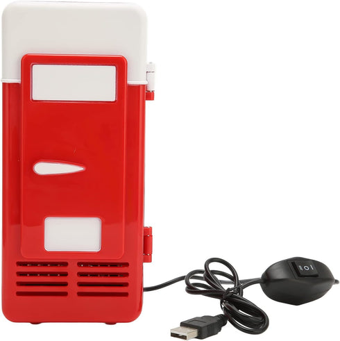 Mini Fridge, USB Insulated Cooling Small Portable Refrigerator for Bedroom, Car, Office Desk, Red