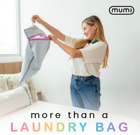 MUMI Travel Laundry Bag, Mesh Laundry Bags for Delicates with Hanger & Pouch, Large Laundry Net Bag
